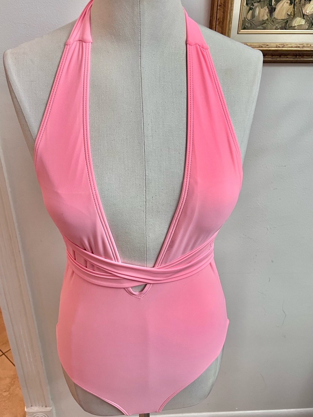 Light Pink Halter One-Piece Swimsuit